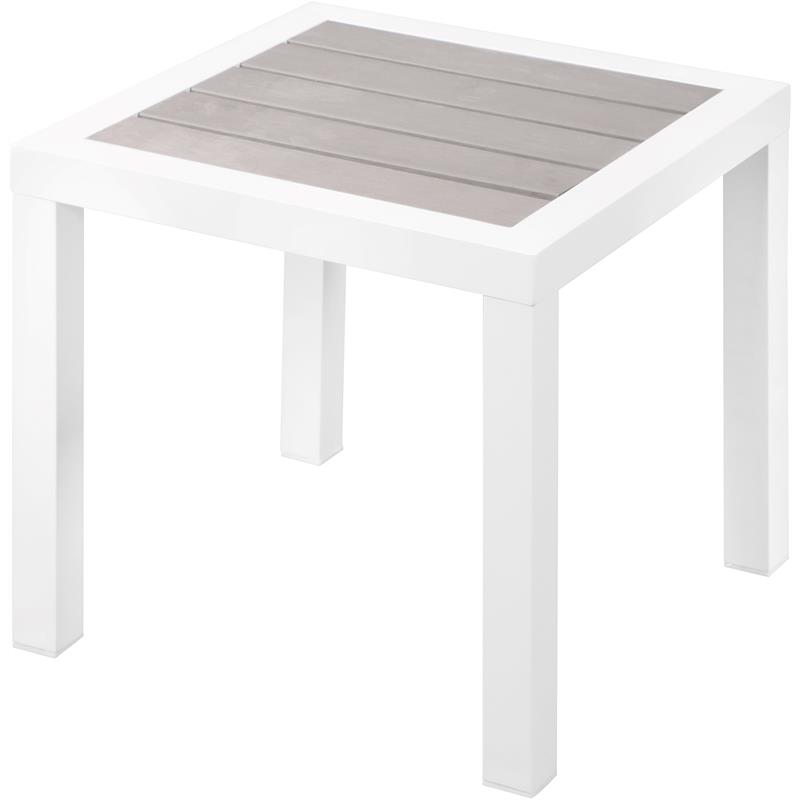 Maklaine Aluminum Contemporary Grey Wood Outdoor Patio End Table