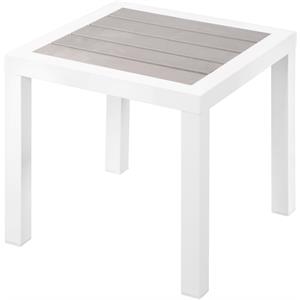Maklaine Aluminum Contemporary Grey Wood Outdoor Patio End Table