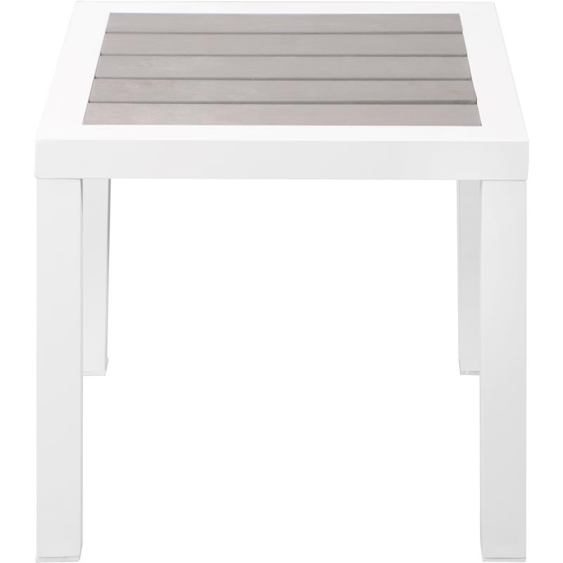 Maklaine Aluminum Contemporary Grey Wood Outdoor Patio End Table
