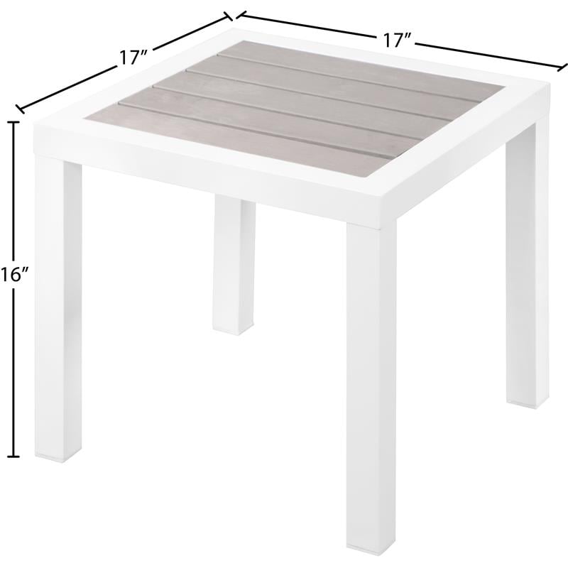 Maklaine Aluminum Contemporary Grey Wood Outdoor Patio End Table