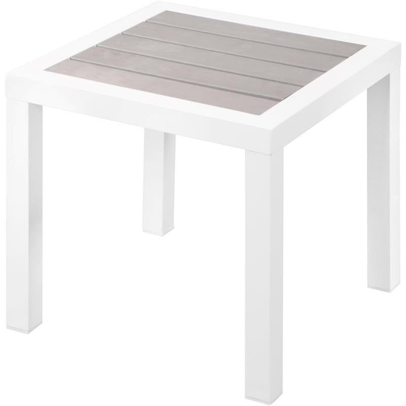 Maklaine Aluminum Contemporary Grey Wood Outdoor Patio End Table