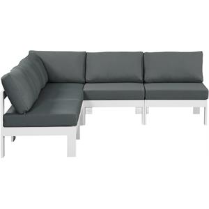 Maklaine Contemporary Grey Outdoor Patio Fabric Modular Sectional