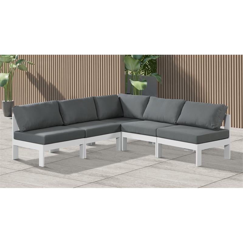 Maklaine Contemporary Grey Outdoor Patio Fabric Modular Sectional