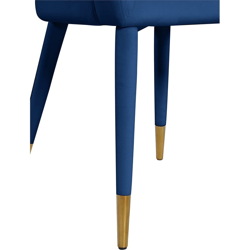 Maklaine Modern / Contemporary Navy Finish Velvet Dining Chair