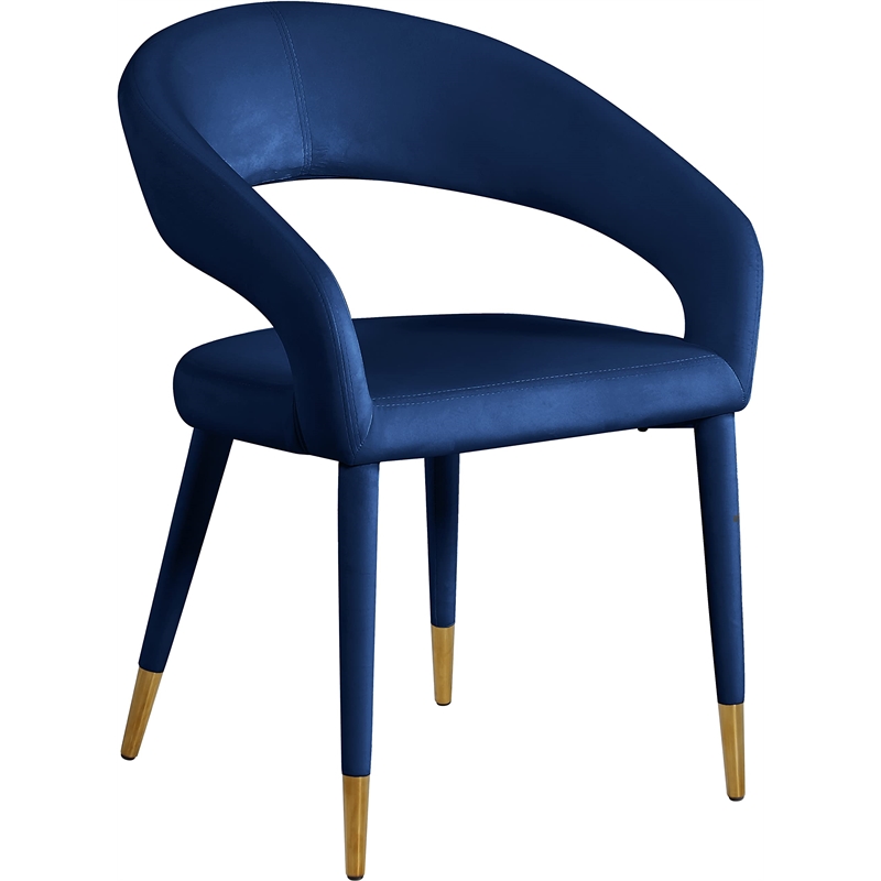 Maklaine Modern / Contemporary Navy Finish Velvet Dining Chair