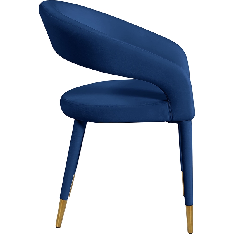 Maklaine Modern / Contemporary Navy Finish Velvet Dining Chair
