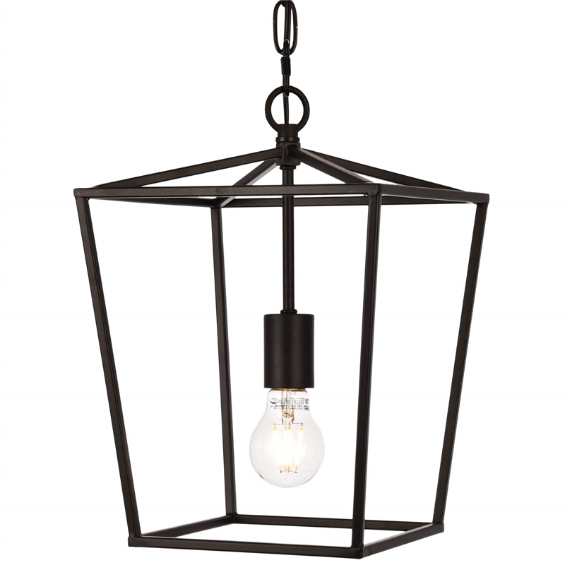 Maklaine Contemporary 1-Light Transitional Metal Pendant in Black