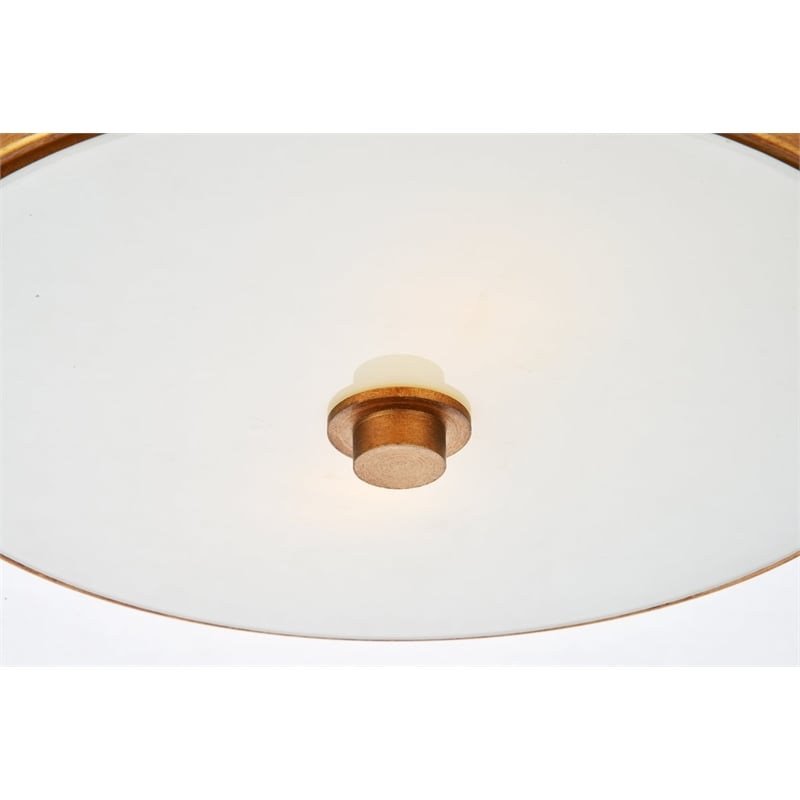 Maklaine 2-Light Metal Flush Mount in Vintage Gold/Frosted White