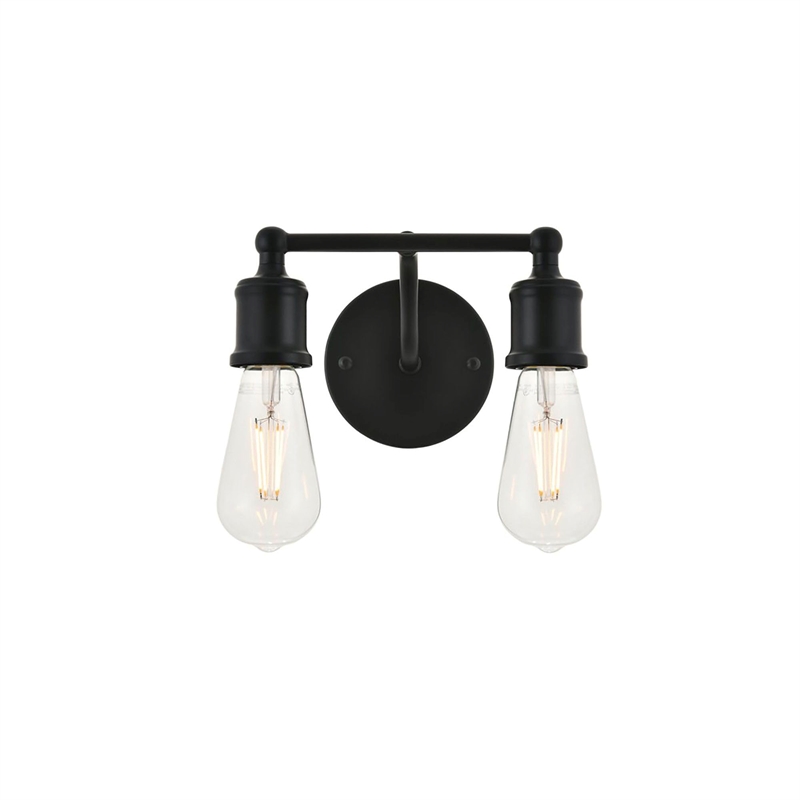 Maklaine 2-Light Mid-Century Metal Wall Sconce in Black Finish