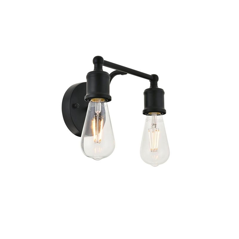 Maklaine 2-Light Mid-Century Metal Wall Sconce in Black Finish