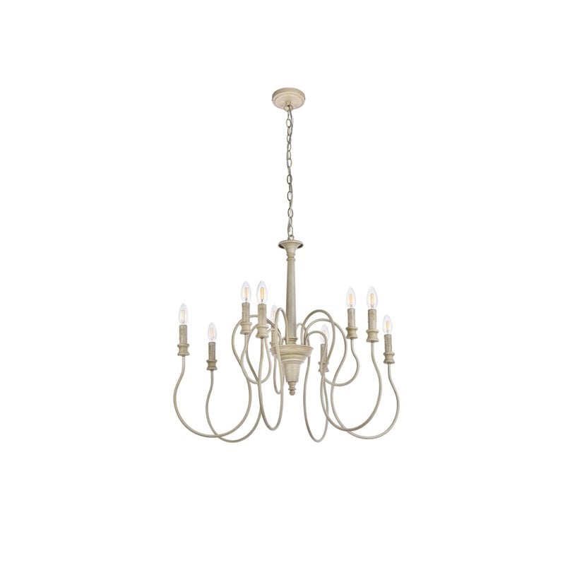 Maklaine 9-Light Mid-Century Metal Pendant in Weathered Dove