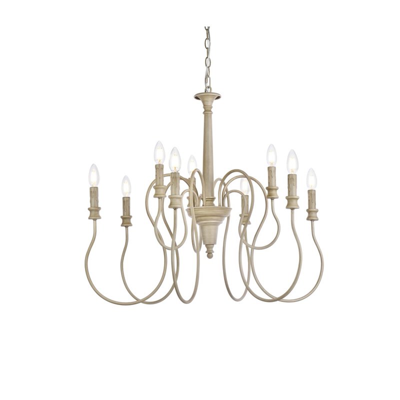 Maklaine 9-Light Mid-Century Metal Pendant in Weathered Dove