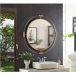 Maklaine Contemporary Glass Acrylic/Brushed Gold Round Mirror