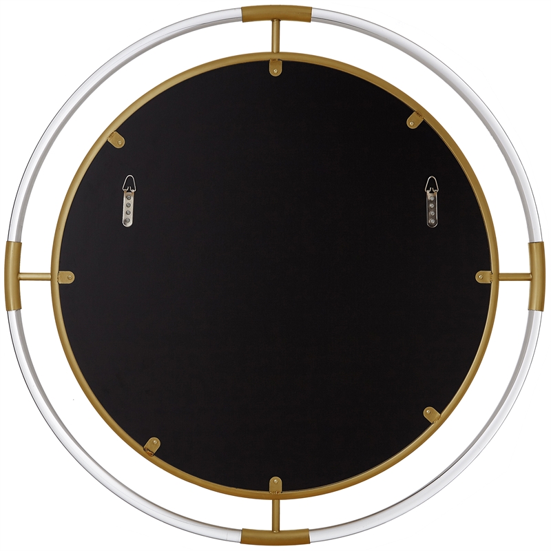 Maklaine Contemporary Glass Acrylic/Brushed Gold Round Mirror