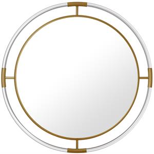 maklaine contemporary glass acrylic/brushed gold round mirror