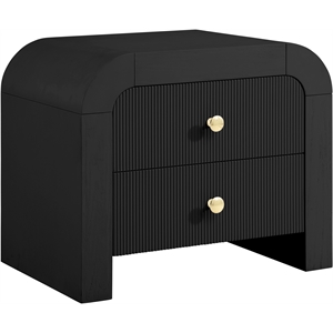 Maklaine Modern / Contemporary Rich Black Wood Veneer Night Stand