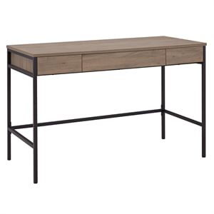 Maklaine Mid-Century 47&quot Antiqued Gray Oak/Metal Home Office