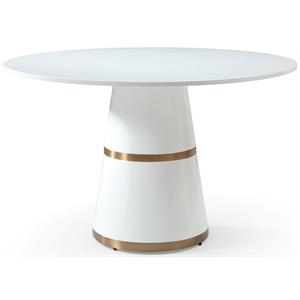 Maklaine Modern / Contemporary Round White Lacquer Dining Table