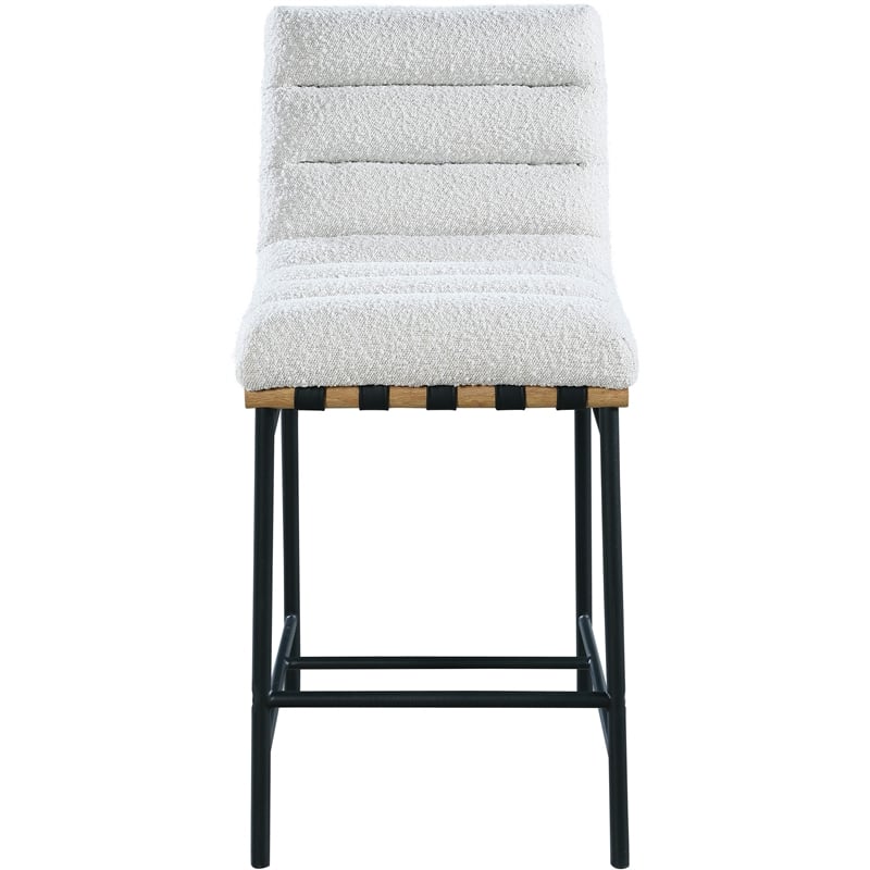 Maklaine Modern / Contemporary Cream Boucle Fabric Counter Stool