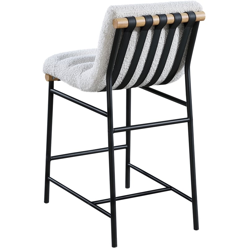 Maklaine Modern / Contemporary Cream Boucle Fabric Counter Stool