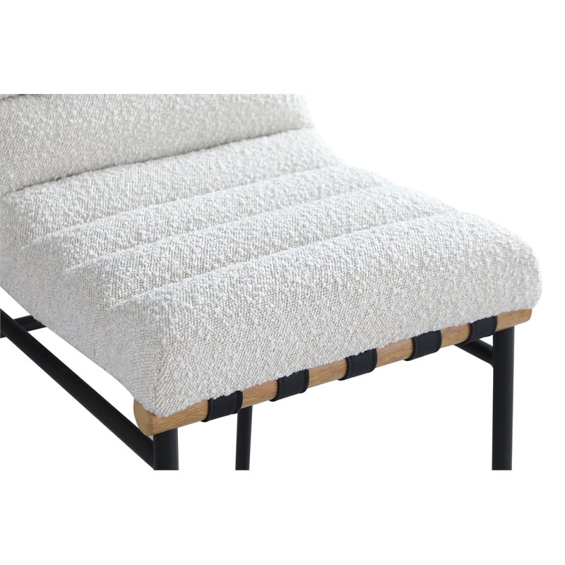 Maklaine Modern / Contemporary Cream Boucle Fabric Counter Stool