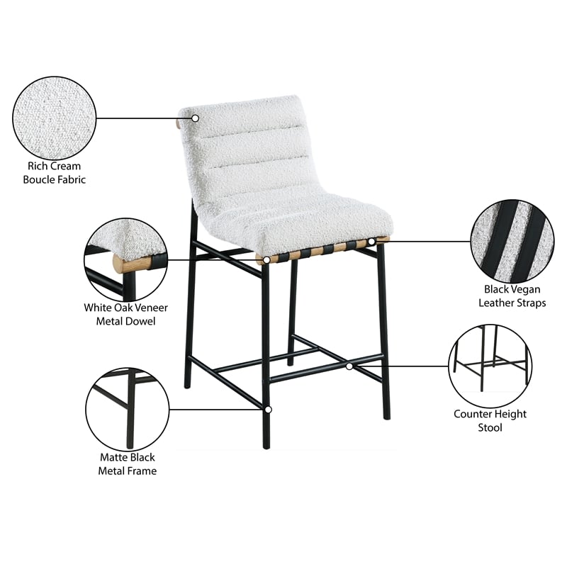 Maklaine Modern / Contemporary Cream Boucle Fabric Counter Stool