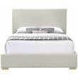Maklaine Mid-Century Beige Finish Linen Textured Fabric Queen Bed