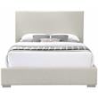 Maklaine Mid-Century Beige Finish Linen Textured Fabric Queen Bed