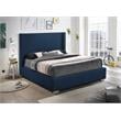 Maklaine Mid-Century Navy Finish Linen Textured Fabric Queen Bed