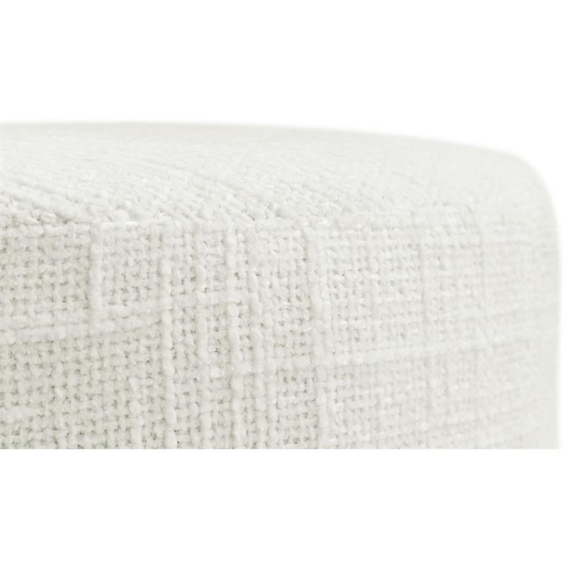 Maklaine Mid-Century Modern Cream Finish Boucle Fabric Stool