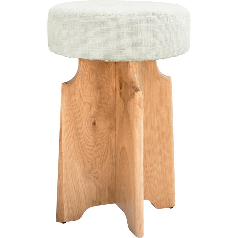 Maklaine Mid-Century Modern Cream Finish Boucle Fabric Stool