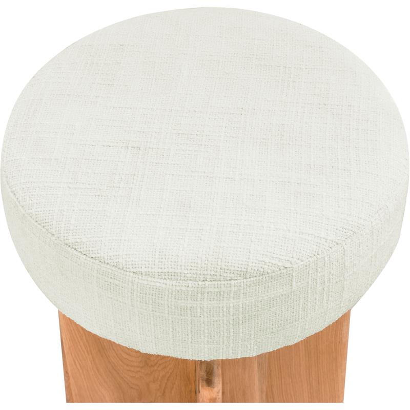 Maklaine Mid-Century Modern Cream Finish Boucle Fabric Stool