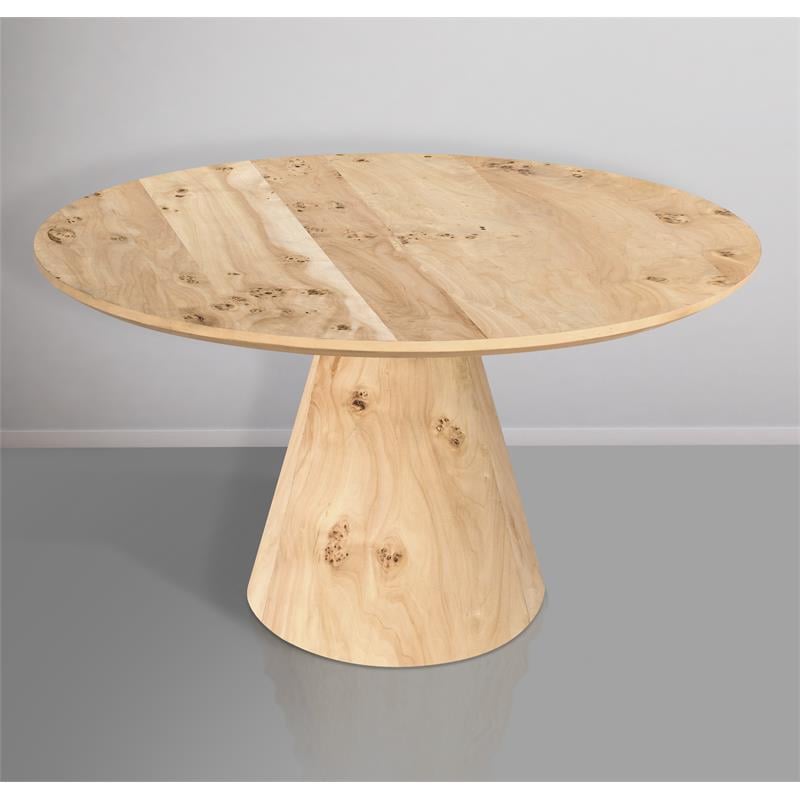 Maklaine Mid-Century Modern Solid Ash Burl Wood Dining Table