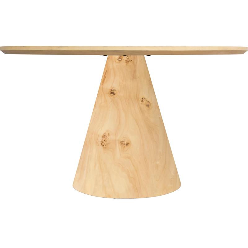 Maklaine Mid-Century Modern Solid Ash Burl Wood Dining Table