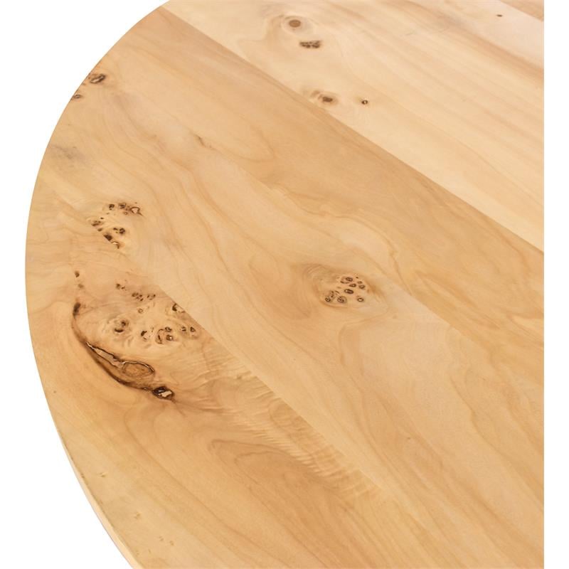 Maklaine Mid-Century Modern Solid Ash Burl Wood Dining Table