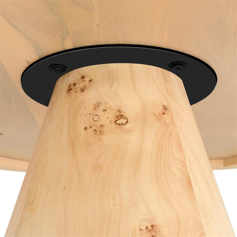 Maklaine Mid-Century Modern Solid Ash Burl Wood Dining Table