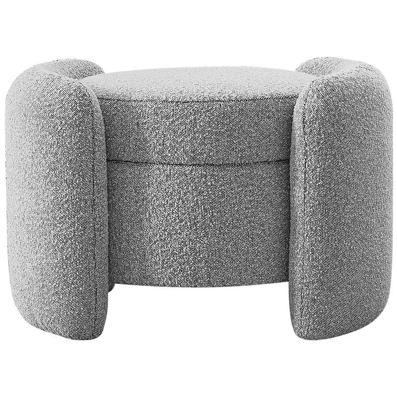 Maklaine Modern / Contemporary Rich Grey Boucle Fabric Ottoman