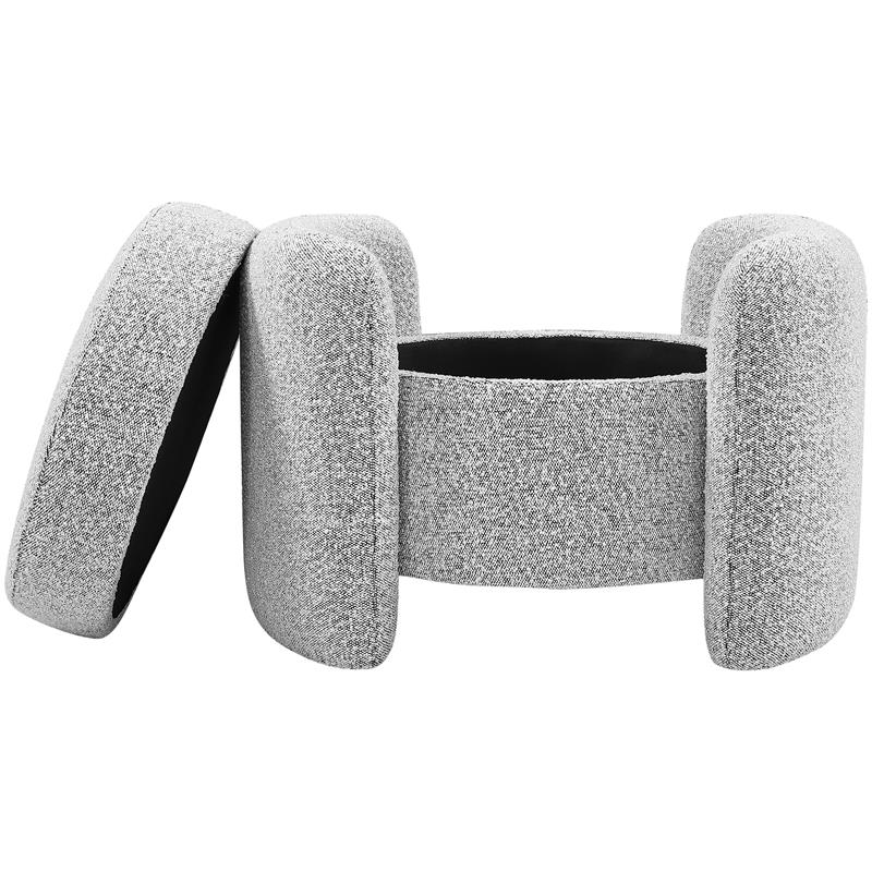 Maklaine Modern / Contemporary Rich Grey Boucle Fabric Ottoman