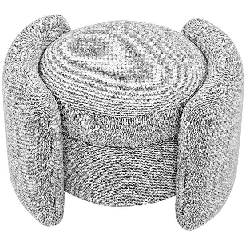 Maklaine Modern / Contemporary Rich Grey Boucle Fabric Ottoman