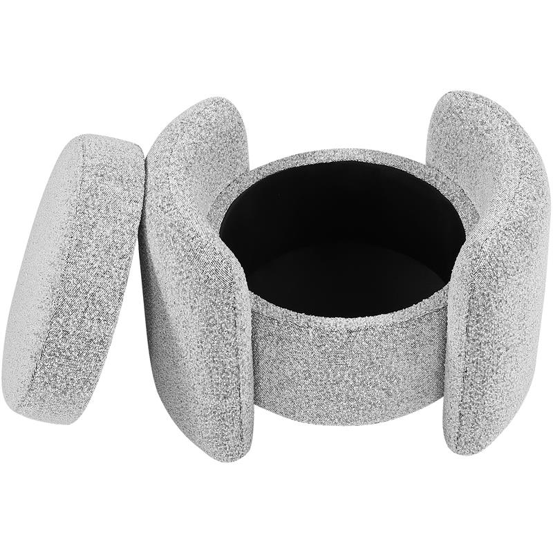 Maklaine Modern / Contemporary Rich Grey Boucle Fabric Ottoman