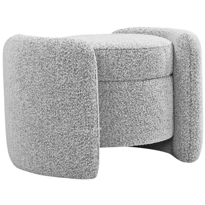 Maklaine Modern / Contemporary Rich Grey Boucle Fabric Ottoman