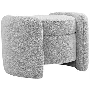 Maklaine Modern / Contemporary Rich Grey Boucle Fabric Ottoman