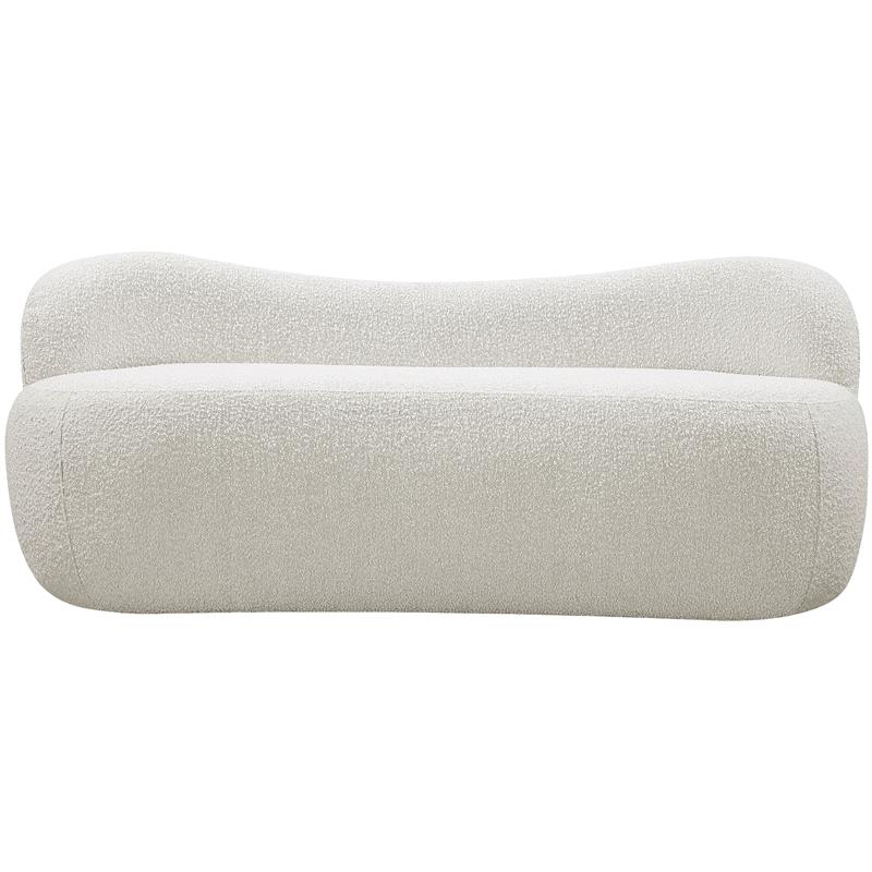 Maklaine Modern / Contemporary Rich Cream Boucle Fabric Bench
