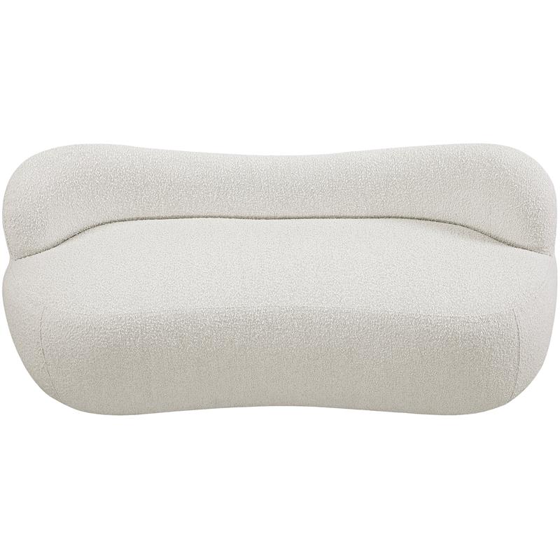 Maklaine Modern / Contemporary Rich Cream Boucle Fabric Bench