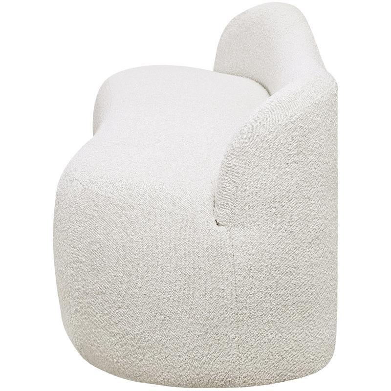 Maklaine Modern / Contemporary Rich Cream Boucle Fabric Bench