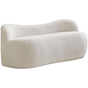 Maklaine Modern / Contemporary Rich Cream Boucle Fabric Bench