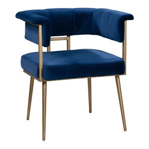Maklaine 19.3&quot Transitional Velvet Dining Chair in Navy Finish