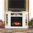 Maklaine Touch Screen Wood Electric Corner Fireplace in Ivory