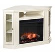 Maklaine Touch Screen Wood Electric Corner Fireplace in Ivory
