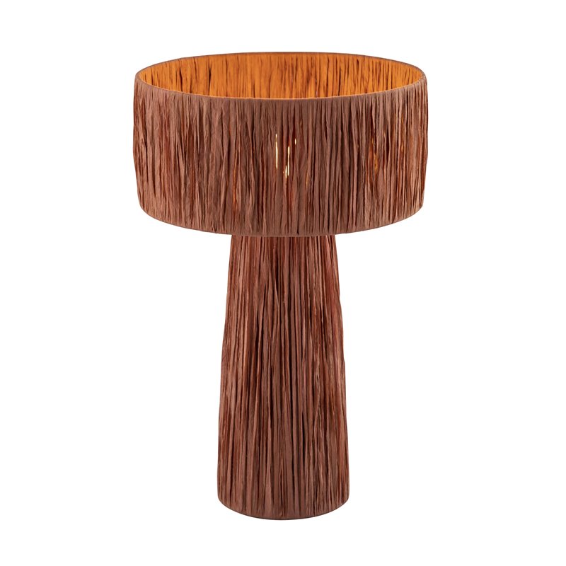 Maklaine Transitional Fabric Raffia Brick Red Finish Table Lamp